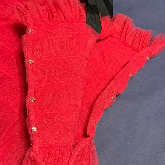 Molly Goddard hot pink tulle sleeveless velvet strap dress - Picture 7 of 10